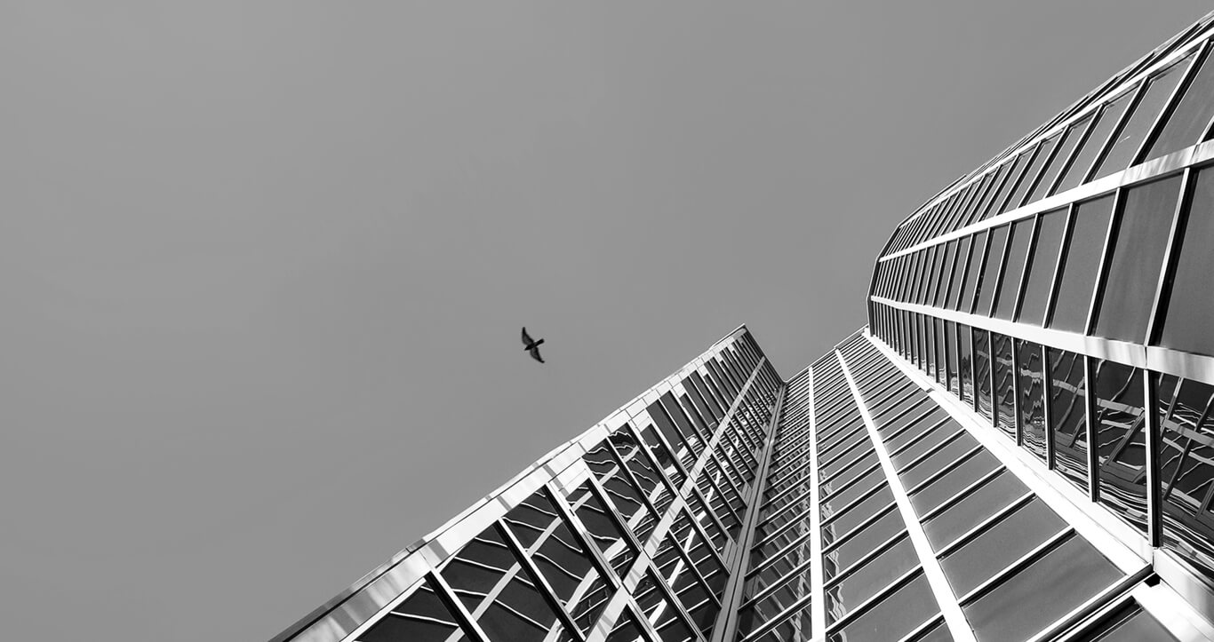 Corporate Building Exterior with Sky Background